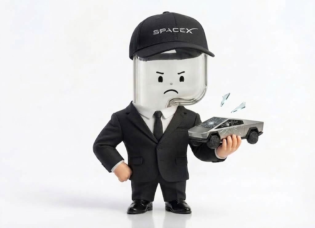 Epon Musk vinyl figure on a white studio floor